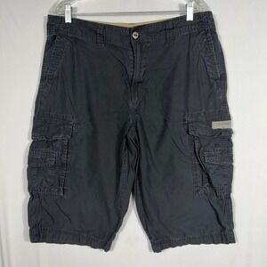 Vtg 90s Y2K Union Bay Cargo Shorts 34/36 Black 100% Cotton Utility Gorpcore EUC